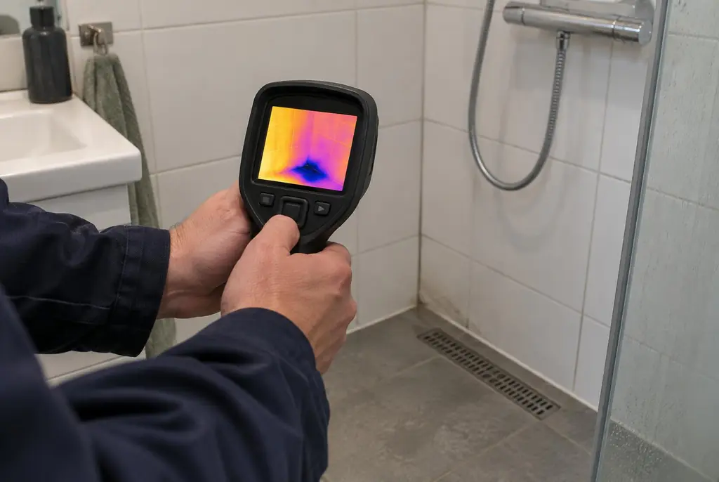 Lekdetectie Breda – lekdetectiespecialist met warmtebeeldcamera in een badkamer