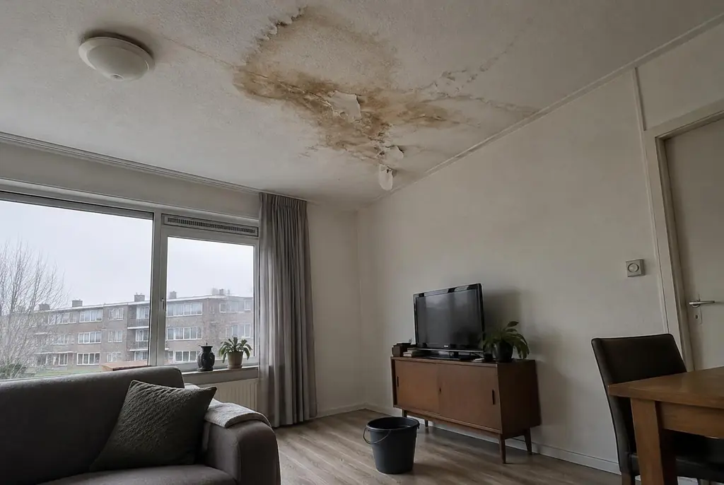 Lekdetectie Breda – vochtplek op het plafond onder een badkamer
